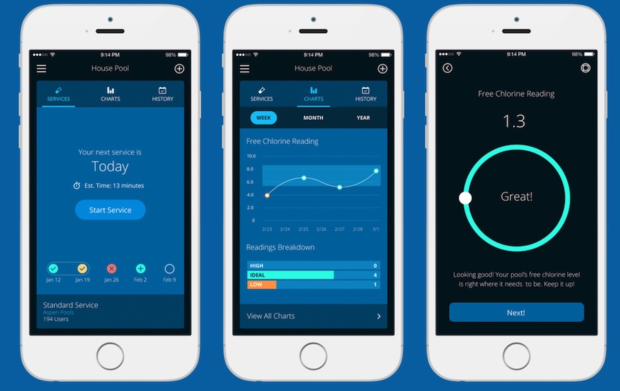 screenshots of another iphone app for pool-care
