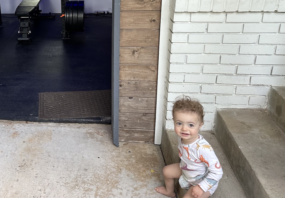 Gym with baby in front